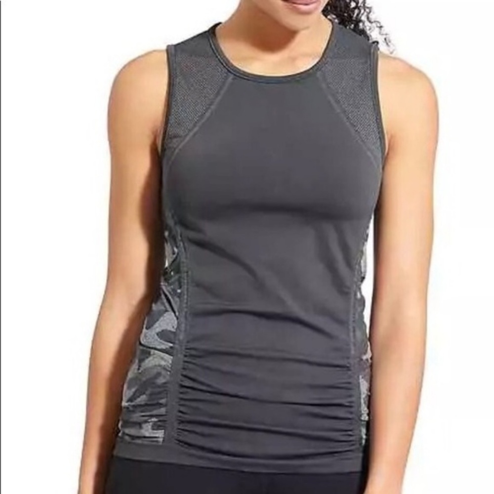Athleta BLUE Camo Fastest Track Muscle Tank Top